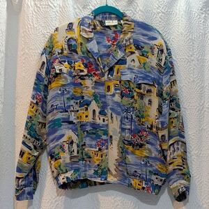 Vintage Natalie And Me Shirt Jacket, S, 100% Silk, Colorful, Traveling